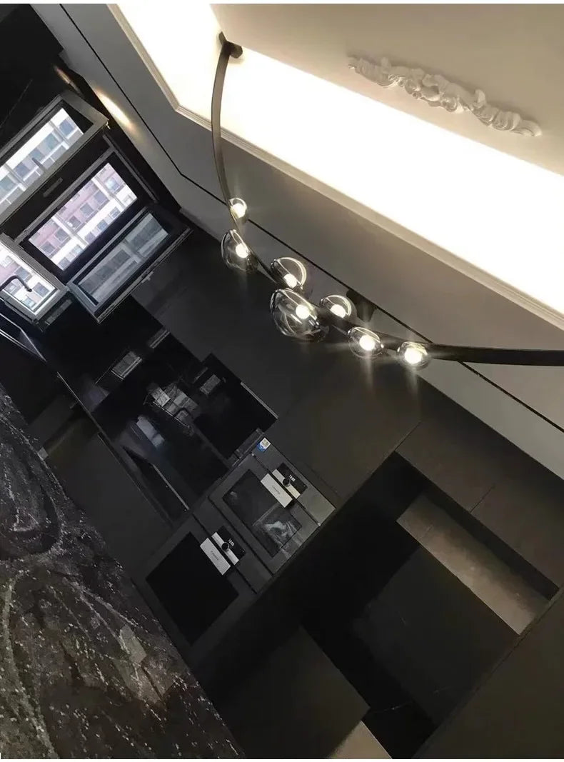 Modern Minimalist Restaurant Gray Decorative Chandelier Nordic Art Designer Villa Duplex Suspended Living Room Staircase Chandel