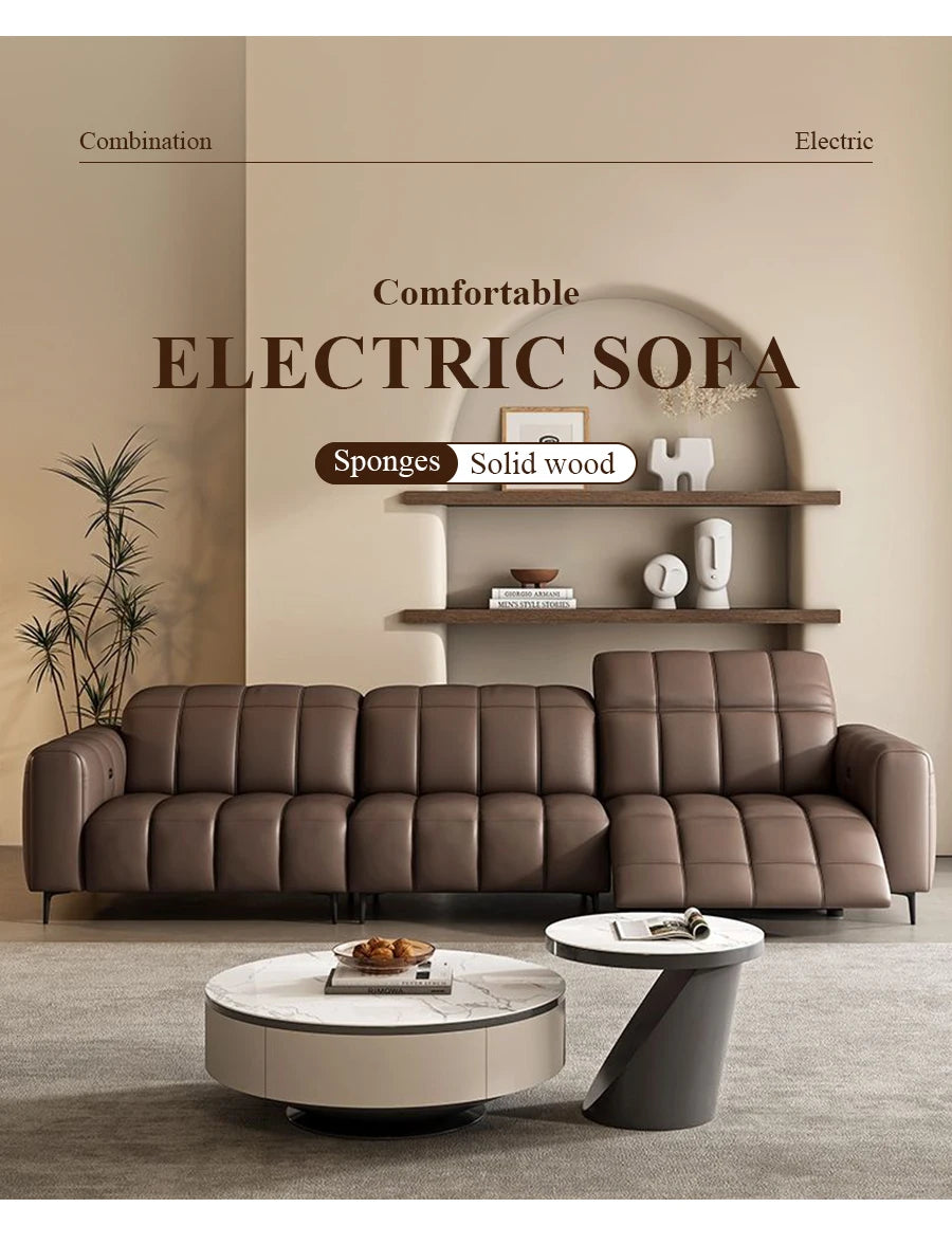 Leather Sofa Electric Recliner Sectional Home Theater Seating Manual Power Reclining Set Genuine Furniture Living Room
