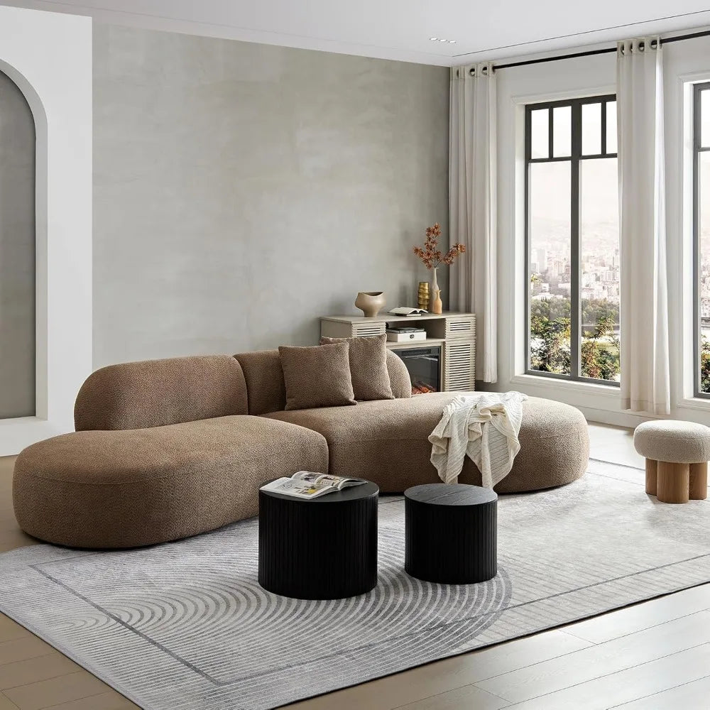 135"Curved Sectional Sofa,Modern Boucle Fabric Upholstered Modular Couch Oversized 6-Seat Sofa for Living Room,Bedroom,Apartment