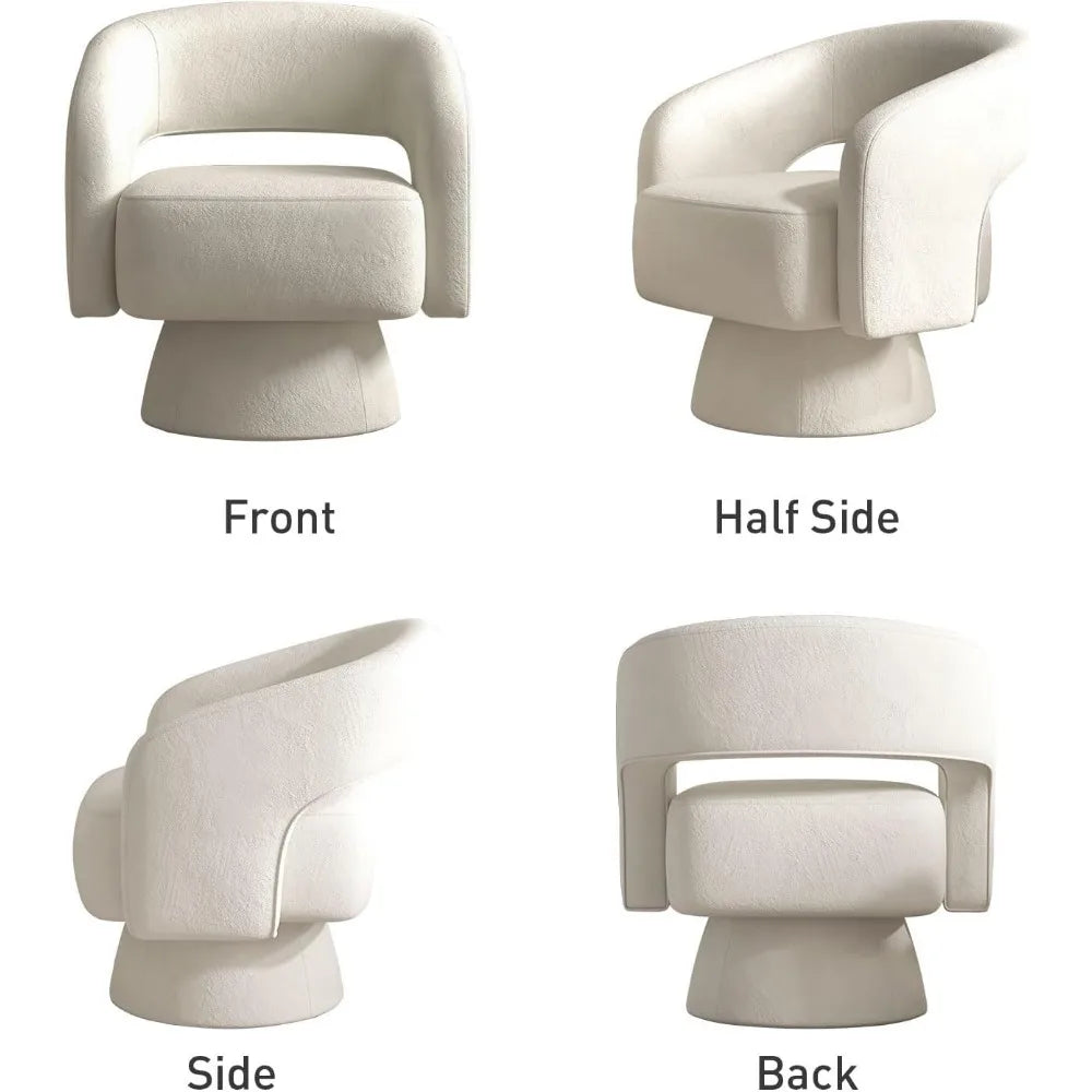 Swivel Barrel Chair, Set of 2 Velvet Accent Armchair 360 Degree Swivel Club Chair for Living Room Bedroom Reception Room, Beige