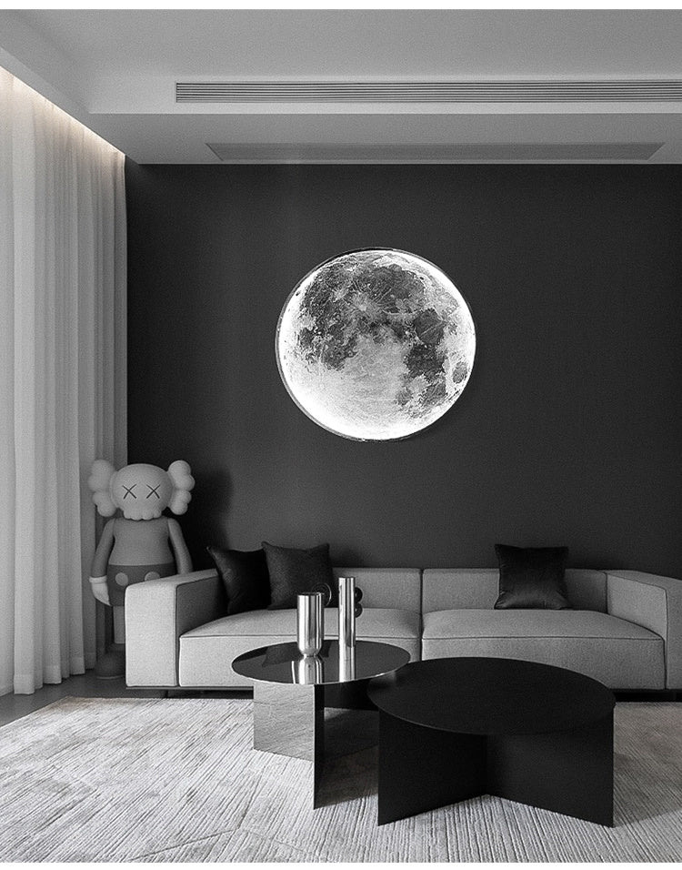 Nordic Modern Designer Art Minimalist Moon Wall Lamp Foyer Gallery Background Bedroom Bedside Roof Creative Decoration Hotel Bar