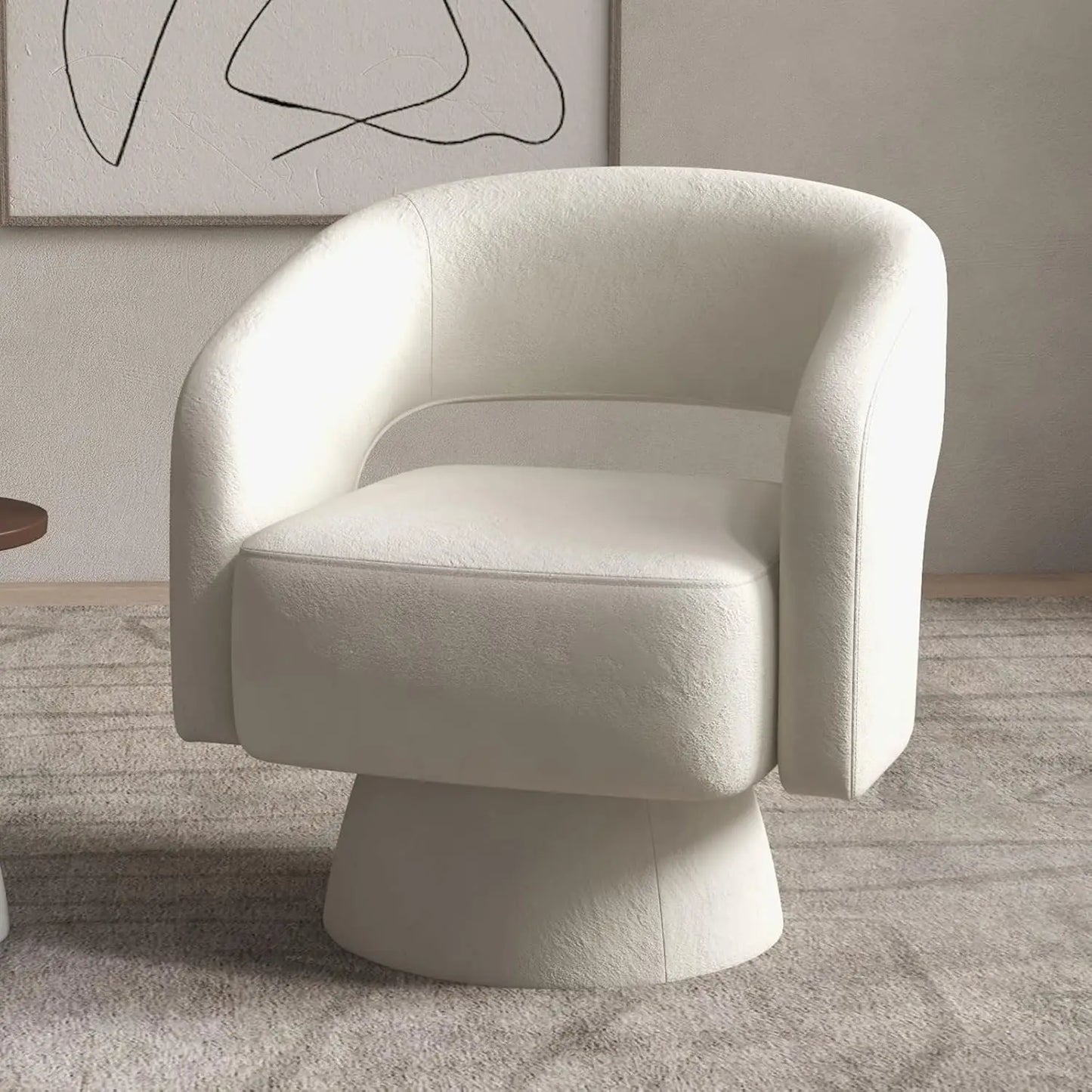 Swivel Barrel Chair, Set of 2 Velvet Accent Armchair 360 Degree Swivel Club Chair for Living Room Bedroom Reception Room, Beige