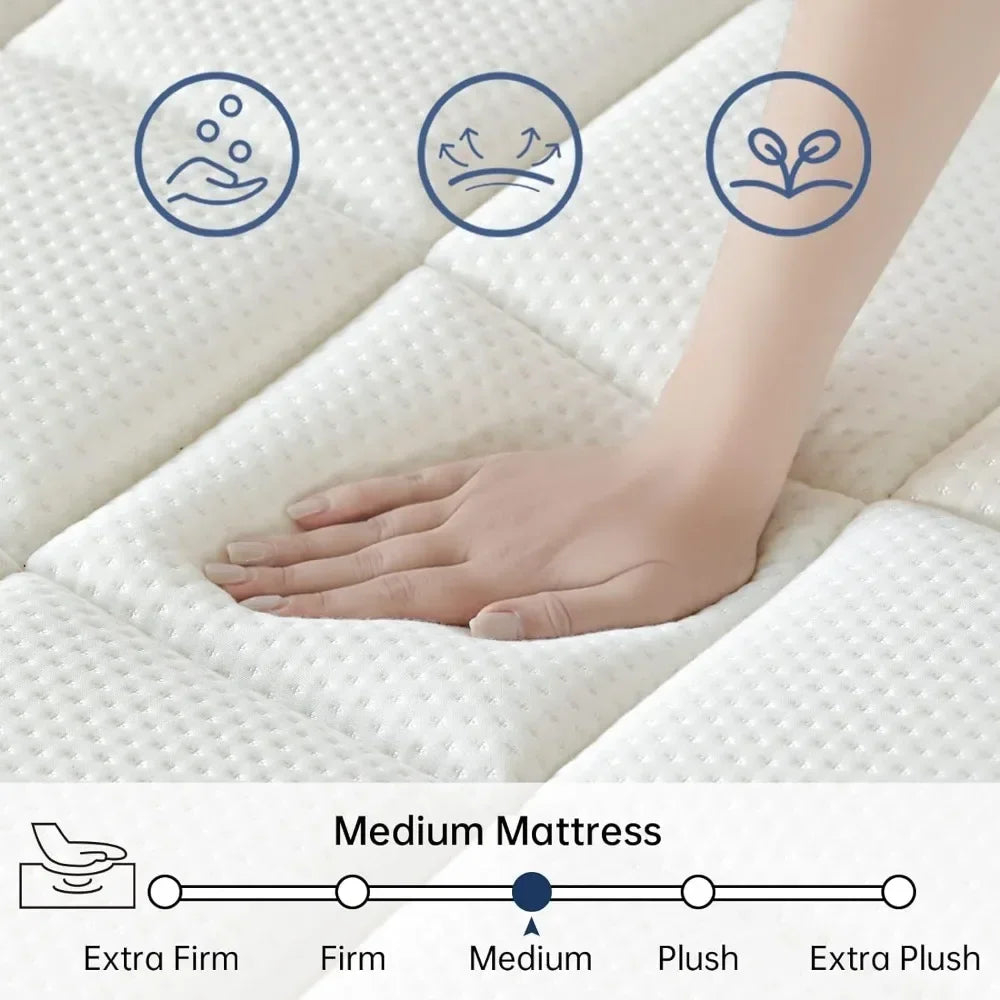 King Mattress, 12 Inch King Size Mattress in a Box, Ultimate Motion Isolation with Memory Foam and Pocket Spring, Edge Support