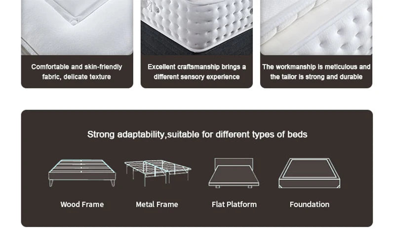 Luxury Hybrid Soft High Density Foam Pocket Spring Queen Size Bed Mattress in a Box