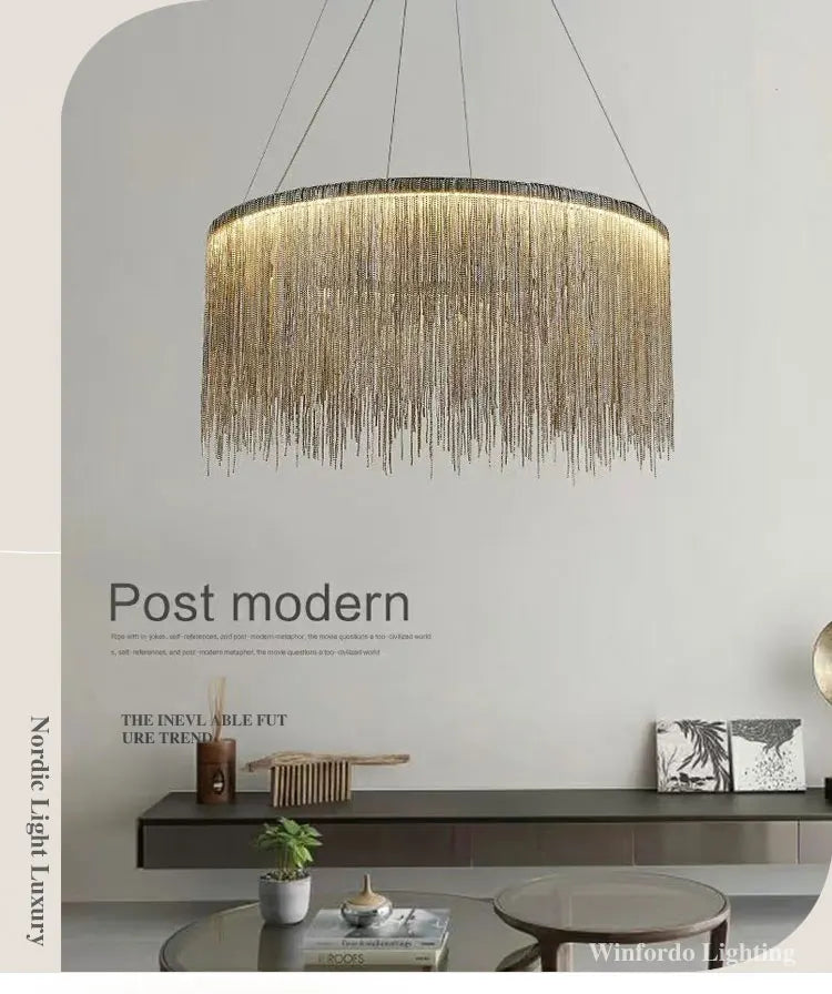 2024 Modern Art Decor Tassel Pendant Lamps Chain Chandelier for Bedroom Living Room Restaurant Lights Winfordo 110V / 220V