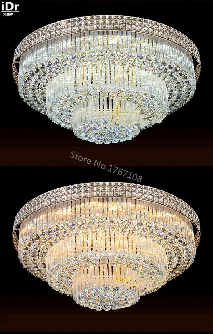 Nordic Modern Golden Round Ring Hanging Light Modern LED Crystal Ceiling Chandelier Lamp For Dinning Living Room Hall Home Decor