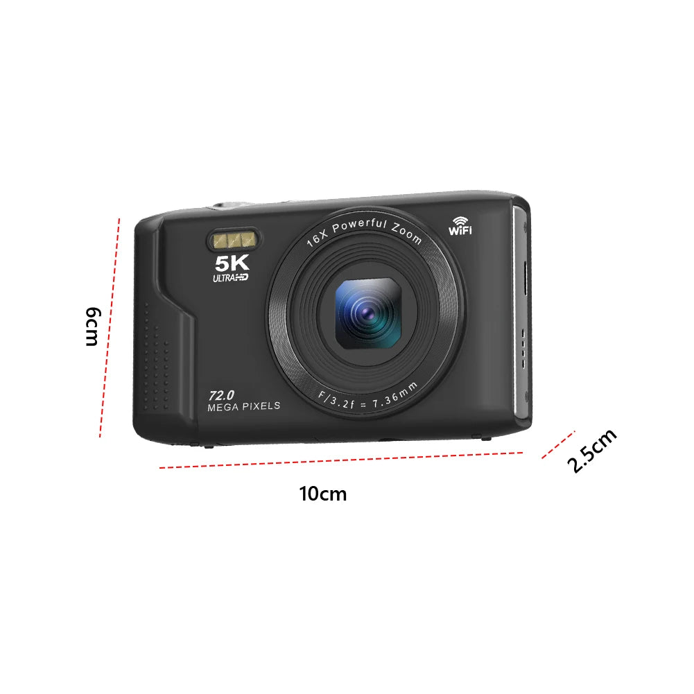 Digital Camera 72MP Vlogging Camera 16X Zoom Video Camera 2.8inch LCD Screen for Teens Adult Beginner