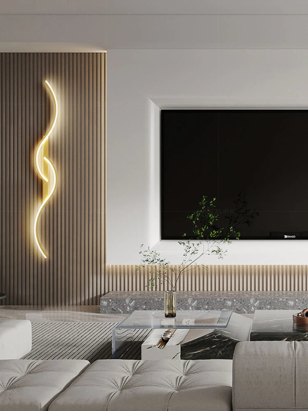 LED Wall Lamp 60/80/100CM Smart Remote Control Adjustable Color Temperature Brightness Bedroom Bedside Living Room Wall Sconces