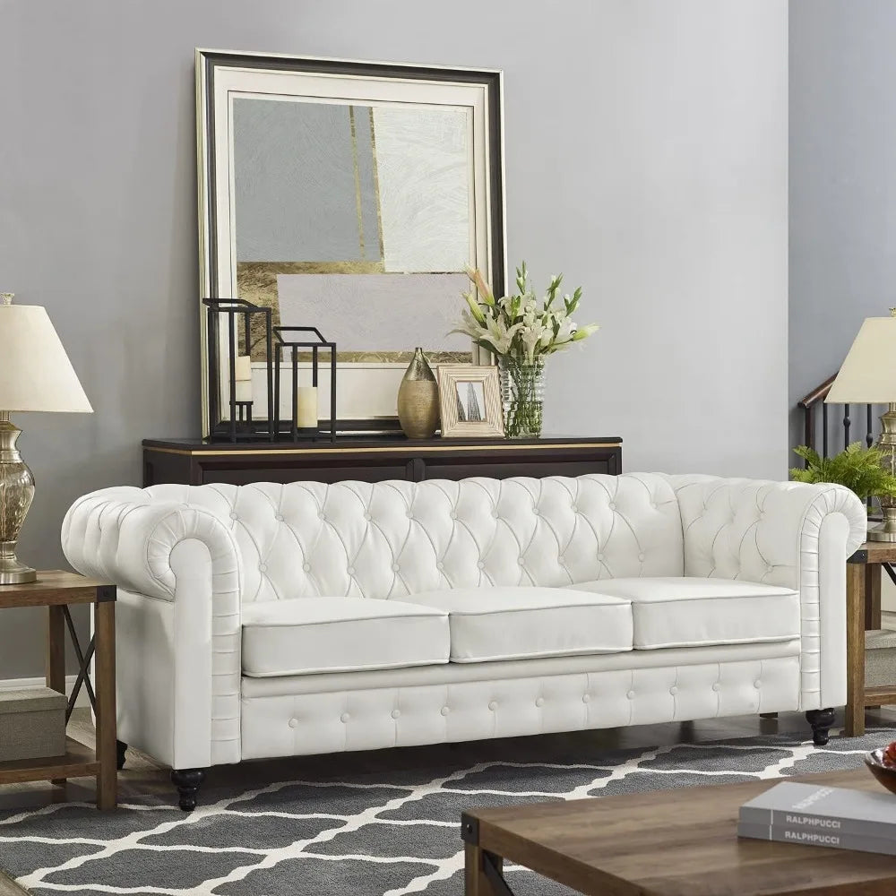 Sofa Set Living Room Chair Juegos Leather Couch Sofa Chair for Bedroom Modern Chesterfield Tufted Leather Chair Leather Sofas