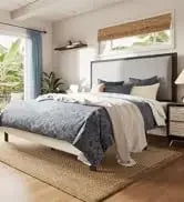 King Bed Frame Platform Bed,Linen Fabric Upholstered Headboard and Wooden Slats Support,Heavy Duty Mattress Foundation,Beige