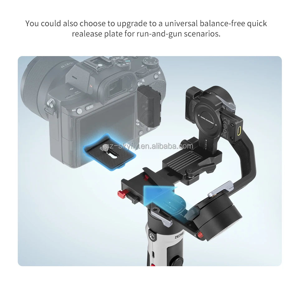 M2S 3-Axis Mirrorless Cameras Gimbal Handheld Stabilizer for Sony Canon Action Compact Camera Smartphones Vlog