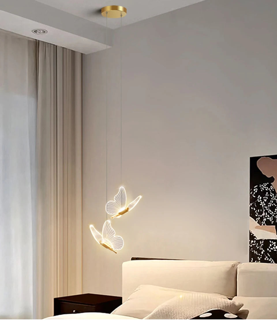 Butterfly Chandelier LED Ceiling Pendant Light Hanging Lamp Dining Living Room For Home Decora Indoor Lighting Bedroom Luminaire