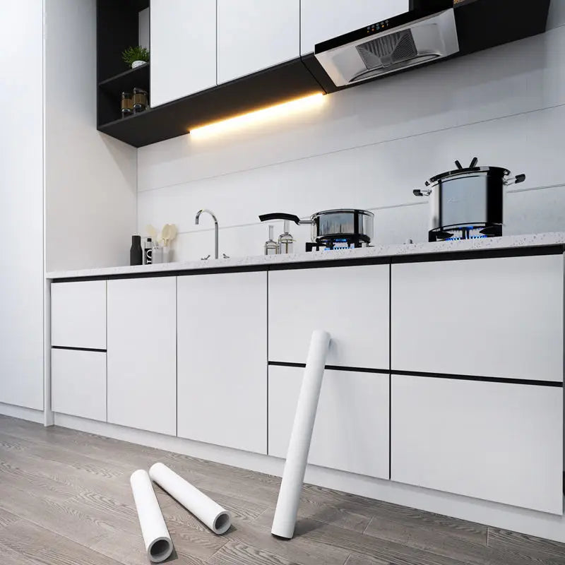 Modern Self-Adhesive Waterproof Wall Stickers, Vinyl Film, Contact Paper, Monochromatic, Cabinet, Home Decor, Kitchen
