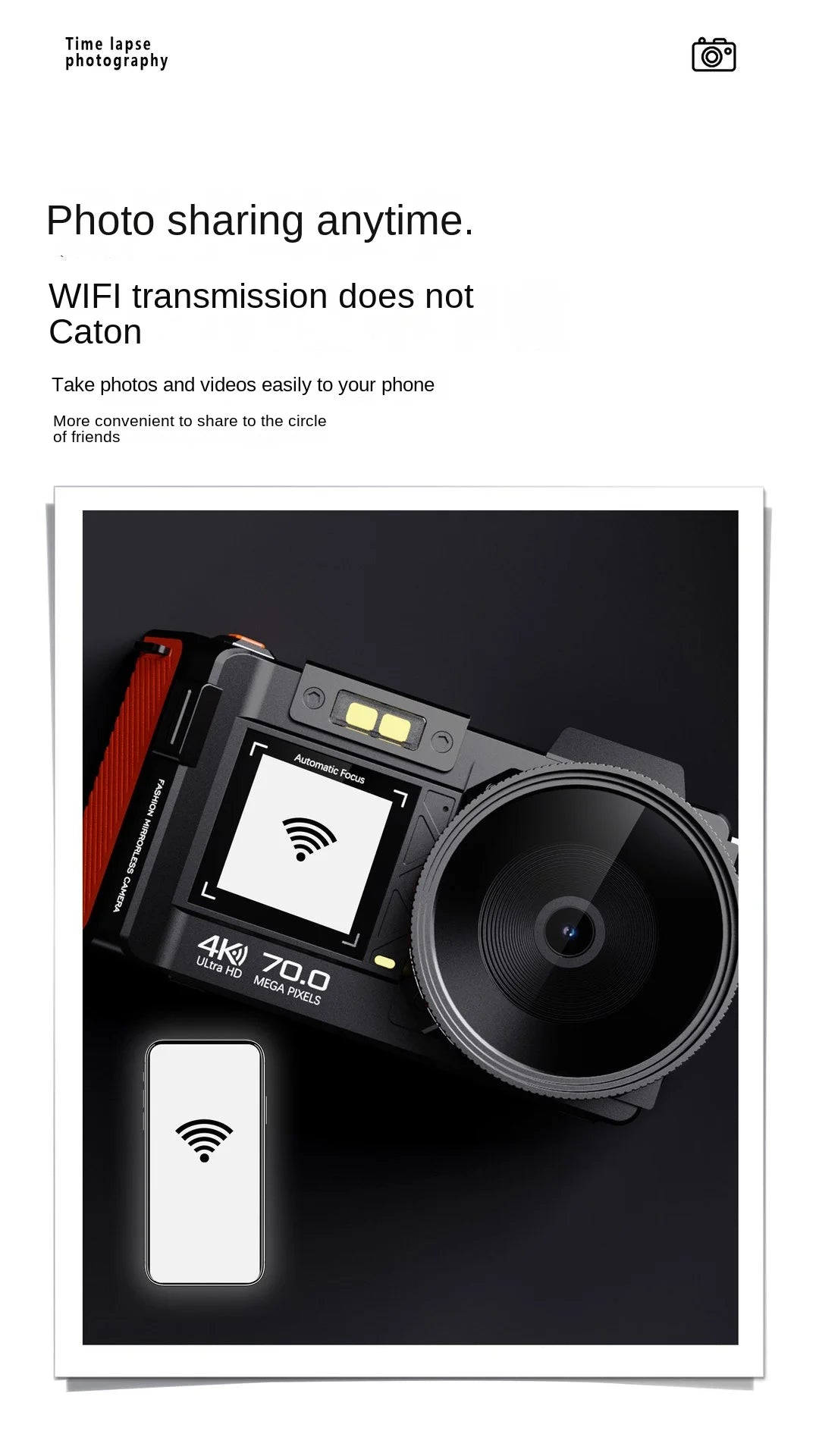D100 4K HD 70 Million DSLR Digital Camera Recording Function, Supports WIFI, Night Camera Function, Autofocus Digital Camera