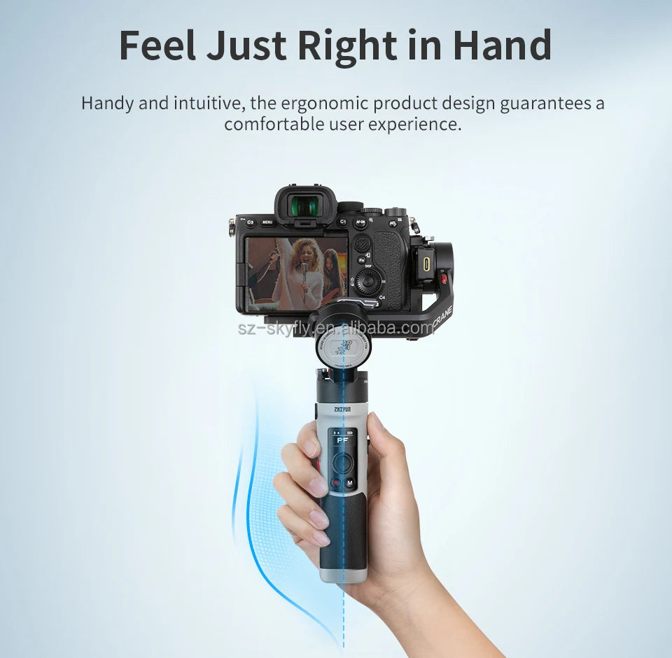 M2S 3-Axis Mirrorless Cameras Gimbal Handheld Stabilizer for Sony Canon Action Compact Camera Smartphones Vlog