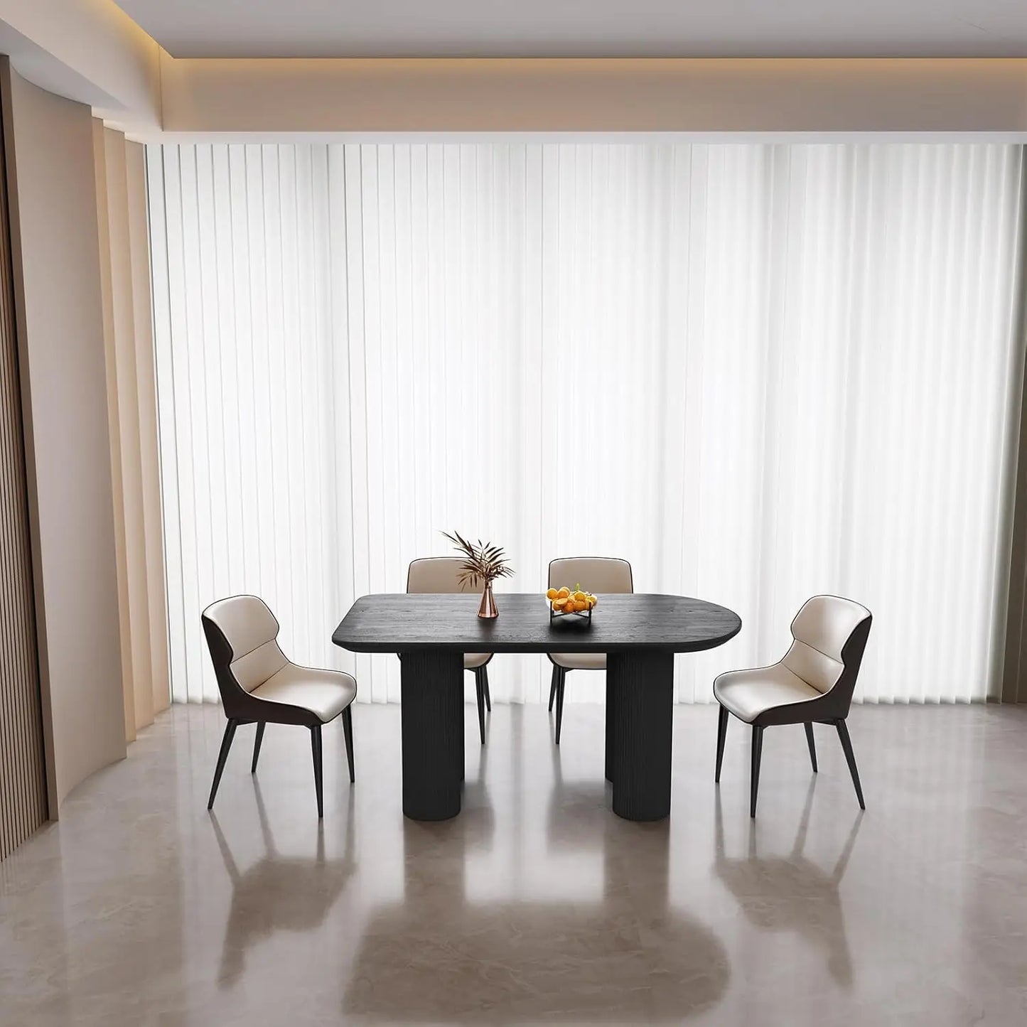 Dining Table Set for 4, 55" Oval Dining Room Table and Chairs Set 4C Baking Paint Technology, Dining Tables with 4 Chairs