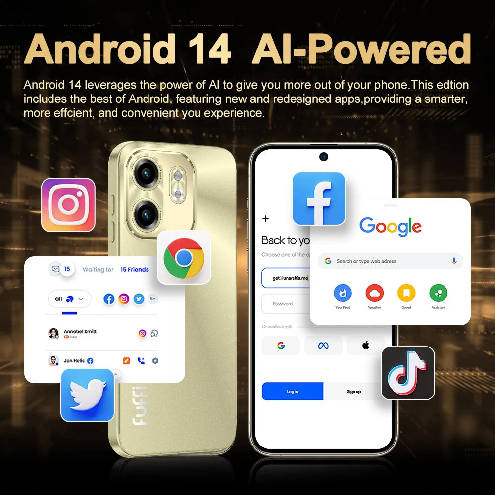 FUFFI X7 Pro Smartphone Cellphone Android 14 6.56 inch Screen,12+512GB 24+48MP Mobile phone 5800mAh Google Play Store Phone