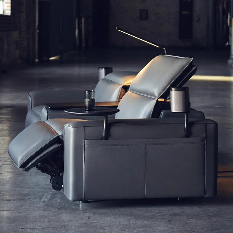 Modern Multifunctional Electric Recliner Sofa Home Theater Video Room Genuine Leather Fabric Wood for Living Video Hall
