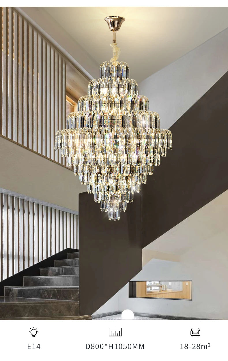 Designer LED Light Luxury Villa Main Hall Crystal Chandelier Luxury Hotel Restaurant Sales Office Custom Lights Pendant lights