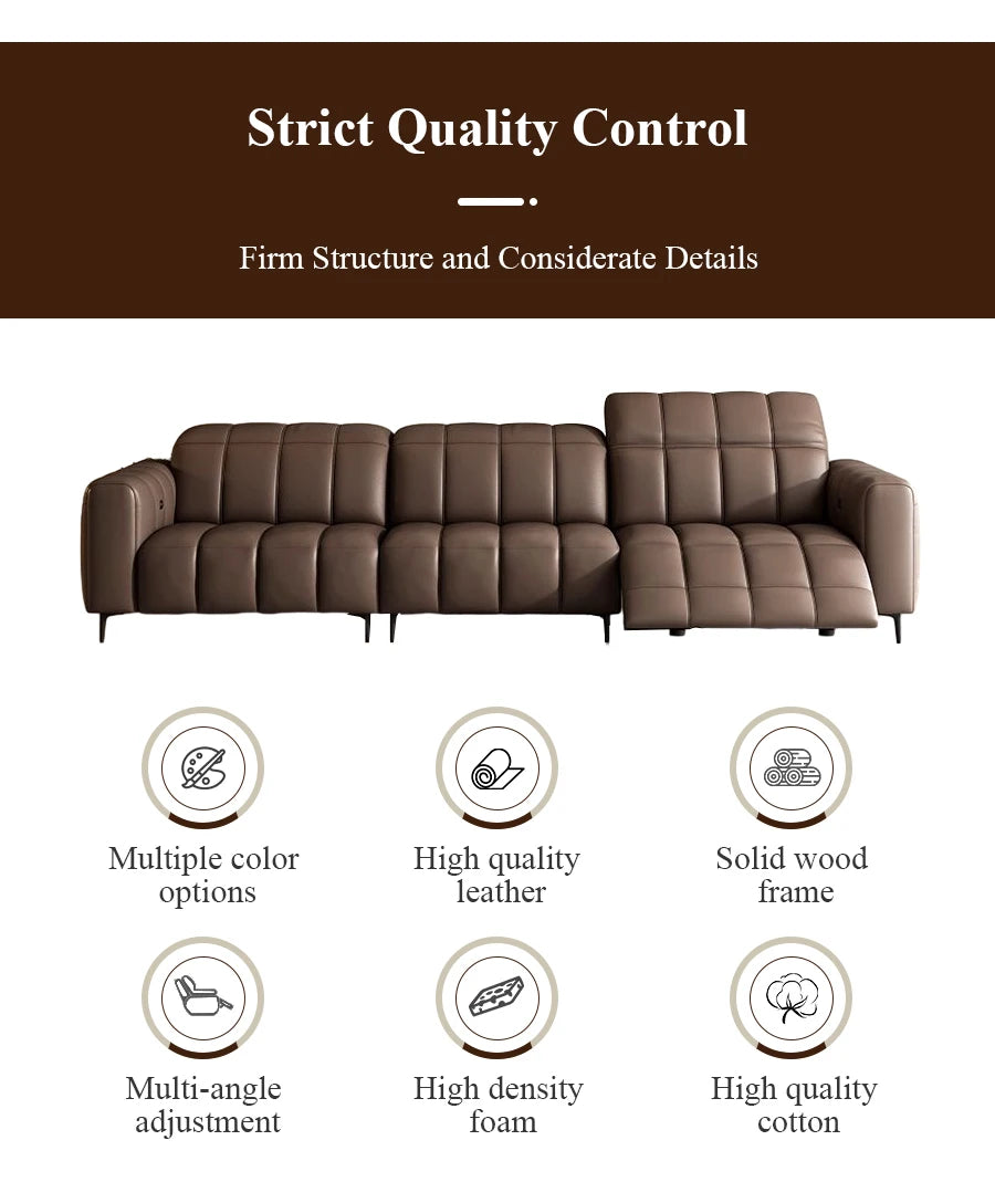 Leather Sofa Electric Recliner Sectional Home Theater Seating Manual Power Reclining Set Genuine Furniture Living Room