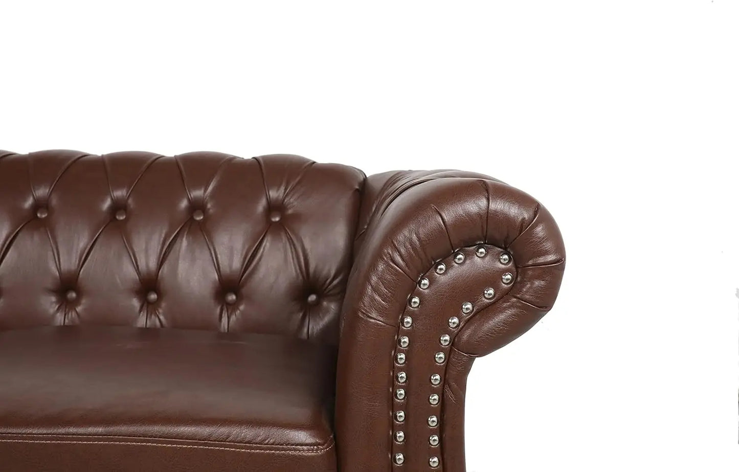 Chesterfield Sofa Classic Tufted Upholstered Leather Couch Modern 3 Seater Couch Furniture with Tufted Back for Living Room