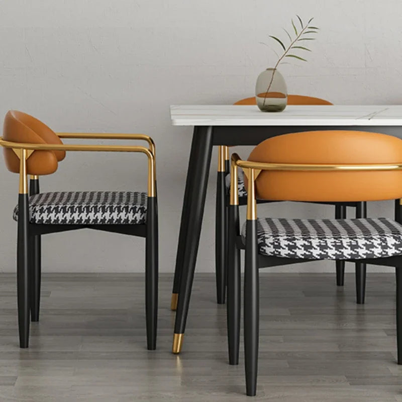 Nordic Light Luxury Dining Chair Creative Design Iron Art Leisure Chair Home Backrest Seatting Negotiation Chair Makeup Stool