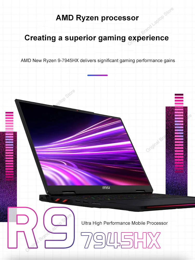 2024 MSI Raider A18 HX Gaming Laptop 18 Inch 2.5K QHD 240Hz IPS Screen Notebook AMD Ryzen R9-7945HX 32GB 2TB RTX4090 Netbook PC