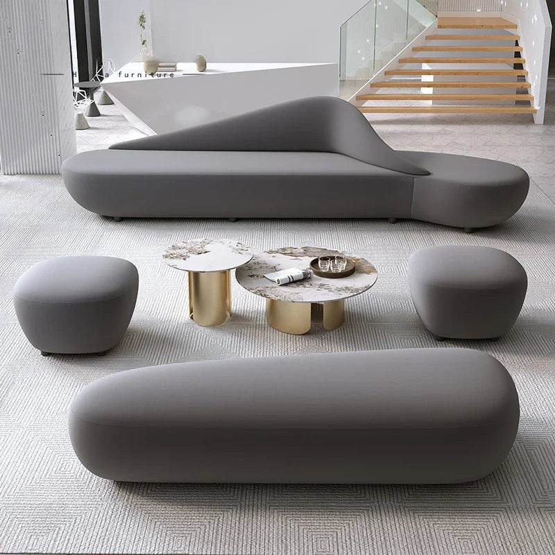 Beige Living Room Sofa European Nordic Sectional Curved Lounge Chaise Couch Puffs Double Lazy Italian Divano Soggiorno Furniture