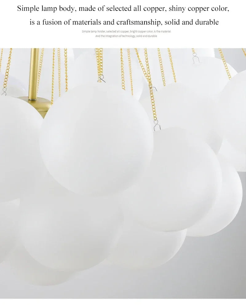 Nordic Bubble Glass Chandelier for Living Dining Table Room Decoration Frosted Glass Gold Black LED Ceiling Pendant Light