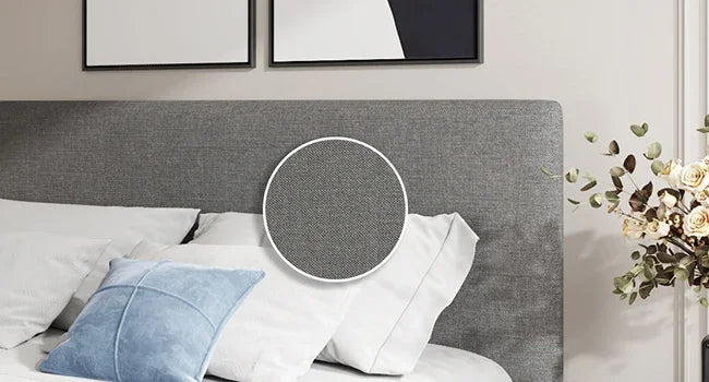 Queen Headboard,Linen Upholstered Bed Frame With Wood Slats Support,No Box Spring Needed,Heavy Duty Feet,Easy Ass