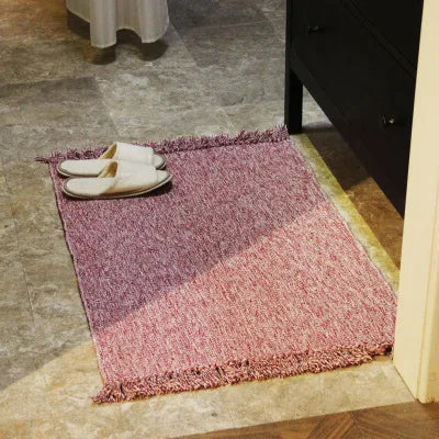 Retro Hand Woven Cotton Linen Carpet Tassel Bedside Rug Geometric Floor Mat Living Rooms Bedroom Home Decor 2 Sizes Optional
