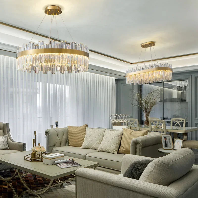Nordic Luxury Chandeliers Crystal Pendant Ceiling Lights for Living Dining Room Kitchen Gold Pendant Light Decor Indoor Lighting