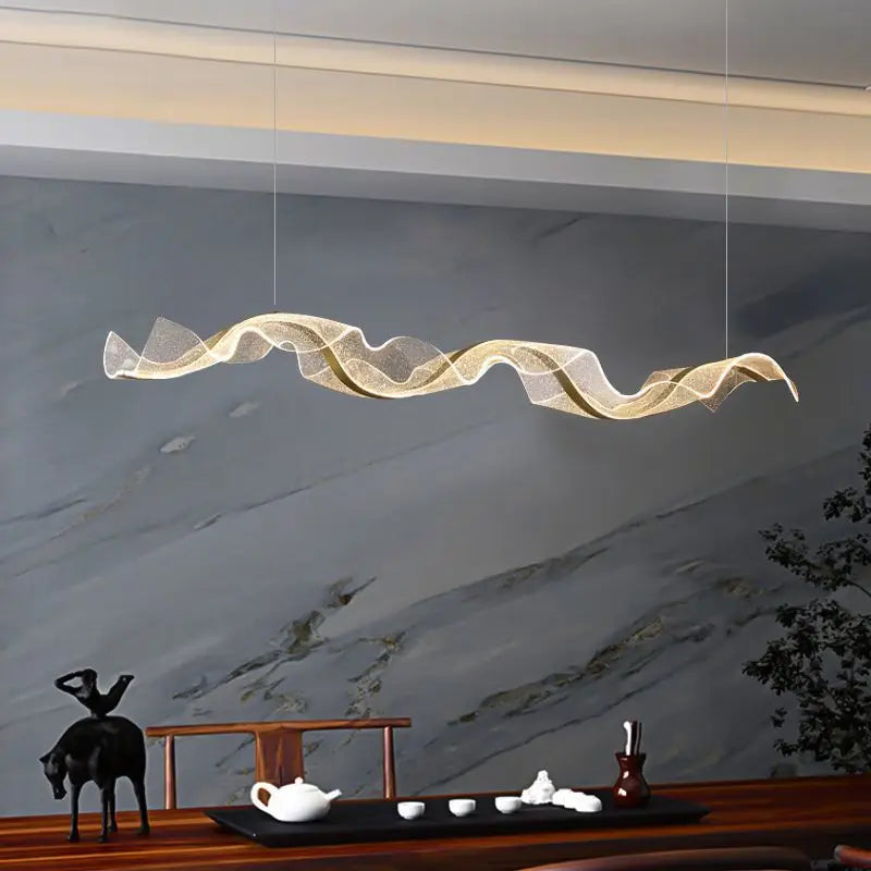 Chinese style light luxury dining room chandelier personalized creative long bar lamp new Chinese tea room lamps and lanterns