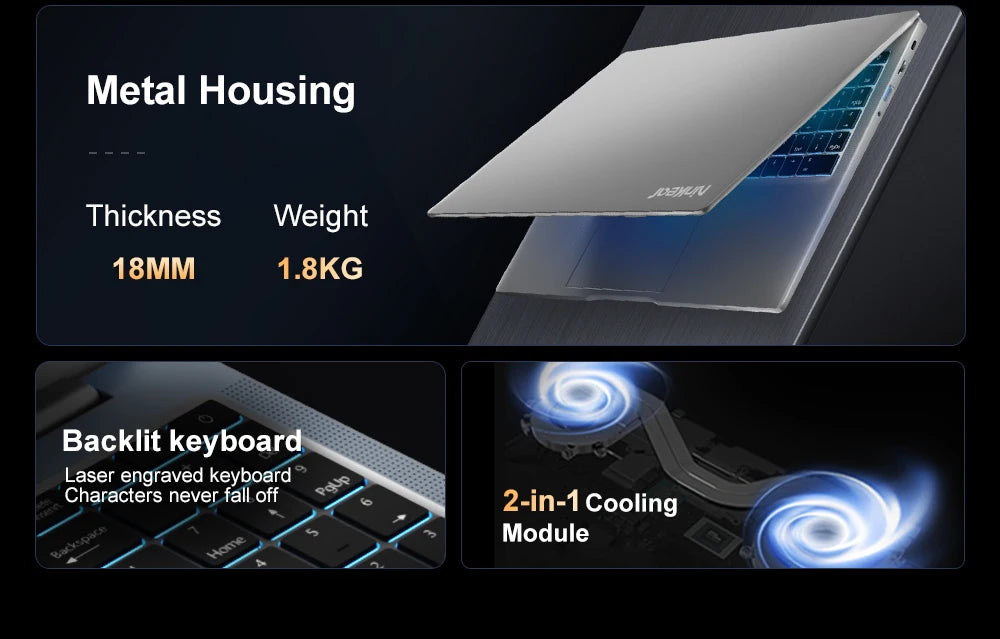Ninkear N16 Pro Gaming Laptop 13th Intel i7-13620H 16-inch 2.5K IPS 120Hz Computer 32GB DDR4+1TB SSD WiFi 6 Fingerprint Unlock