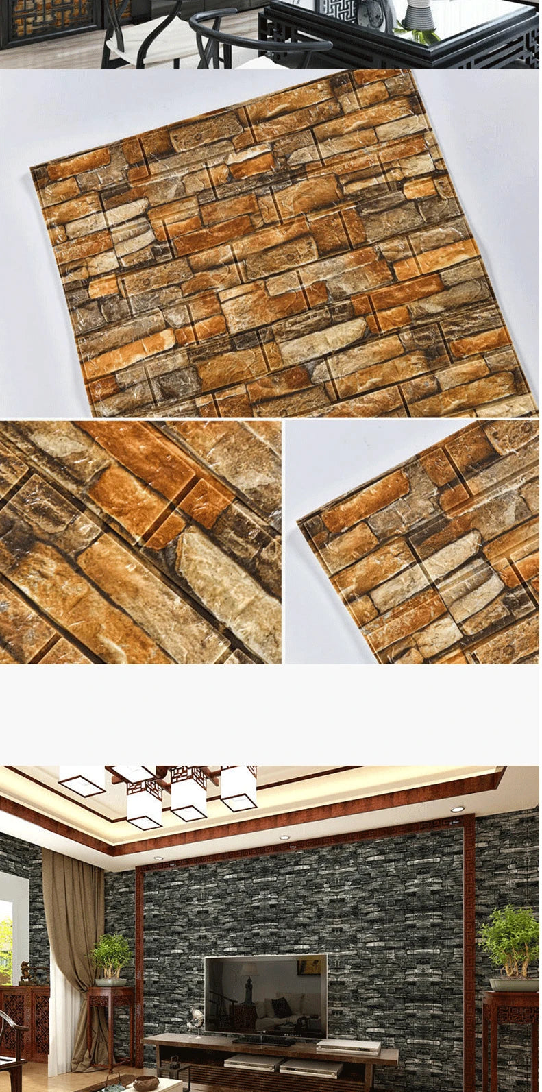 70cmx1/5/10m 3D Wallpaper Decoration Self-adhesive Antique Foam Brick Wallpaper Living Room Bedroom Waterproof 3d Wall Sticker