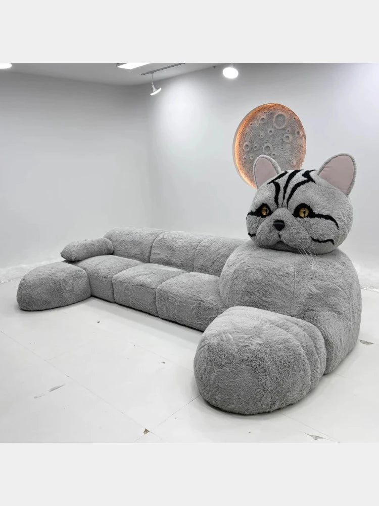 Cat-shaped cartoon animal sofa living room creative size apartment fabric plush sofa