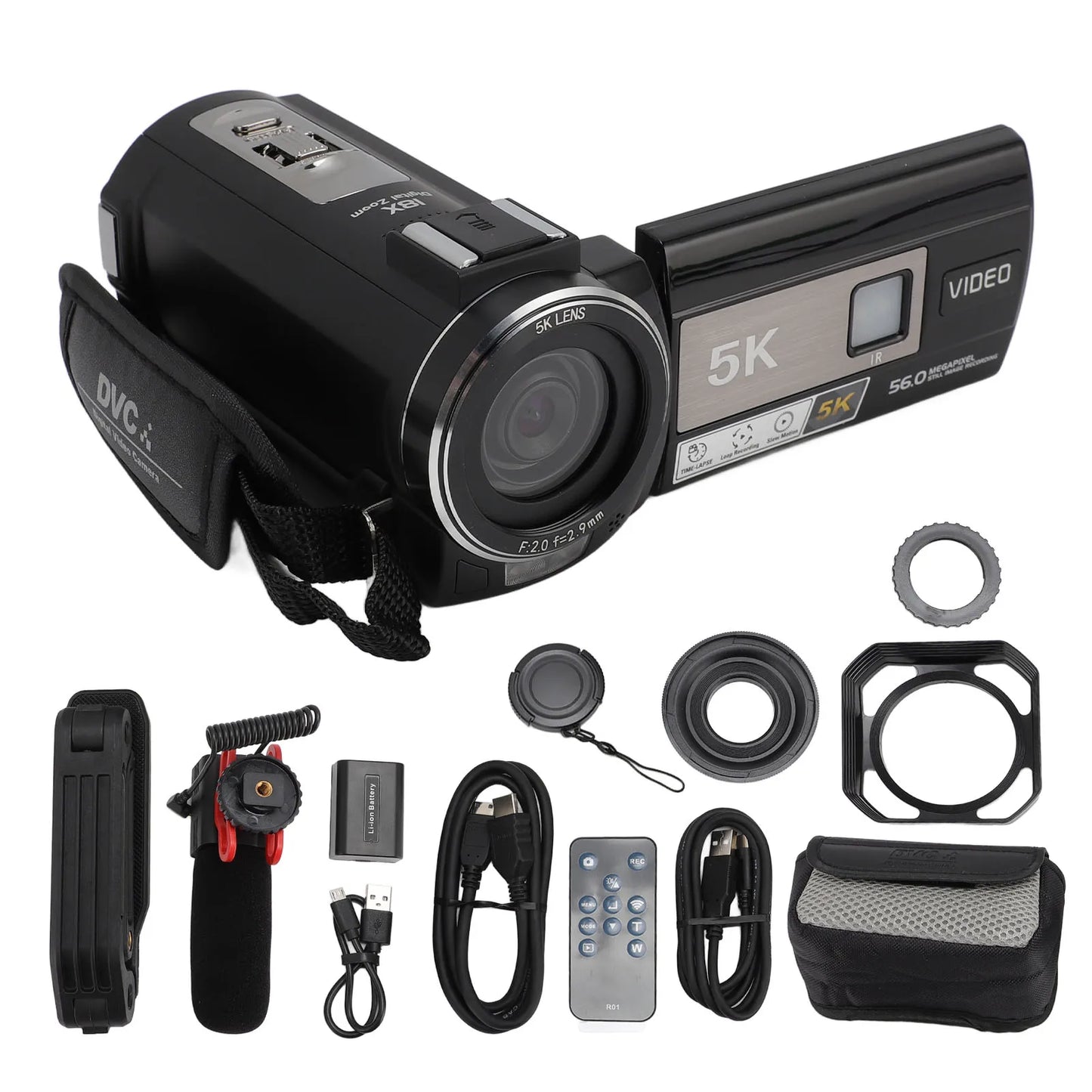 Digital Video Camera 56MP DV Digital Camera 5K WIFI 3in 18X Zoom Anti Shake Loop Recording Handheld Video Camcorder