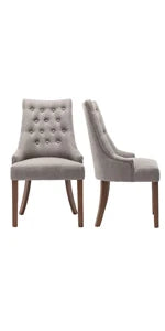 Upholstered Parsons Dining Chairs Set of 4, Fabric Dining Room Kitchen Side Chair with Nailhead Trim and Wood Legs - Beige