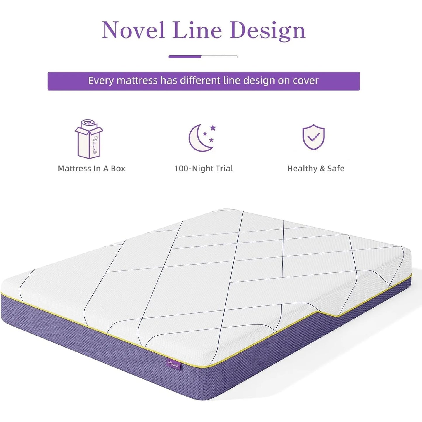 Vesgantti Gel Memory Foam Mattress with CertiPUR-US Certified for Pressure Relief & Cooling Comfort-Medium Soft Lavander Purple