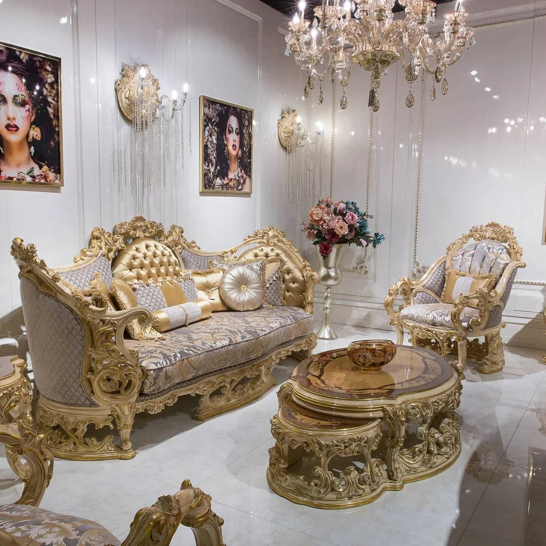 Luxury Furniture Set Living Room Sofa, Wooden Dubai Sofa Set Furniture Price Royal Sofa Set Furniture
