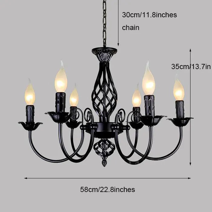 American Simple Living Room Light Modern Dining Room Bedroom Chandelier Black Iron Nordic Style Room Decoration Lighting Chandel