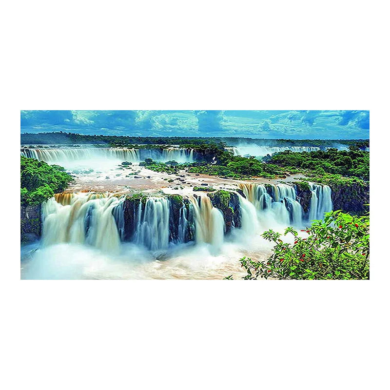 Frameless Modern Mountain Stream Waterfall Art Canvas Painting, Wall Landscape, Poster, Living Room, Bedroom, Home Decor