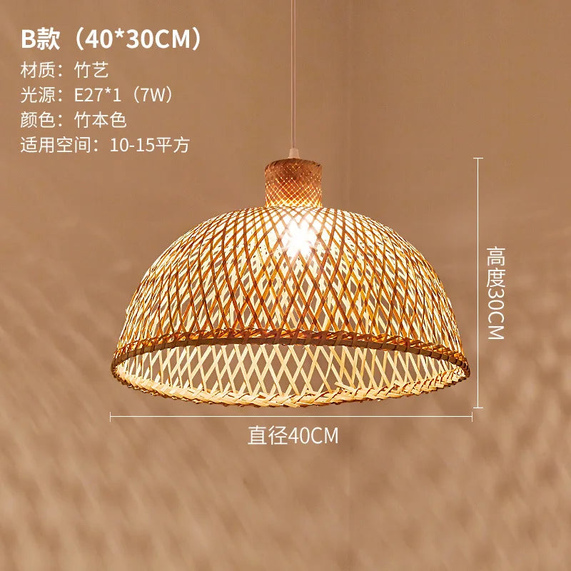 Zen Bamboo Chandelier New Chinese Lantern Hotel Chinese Style Restaurant Restaurant Bamboo Artwork Duplex Staircase Long Chandel