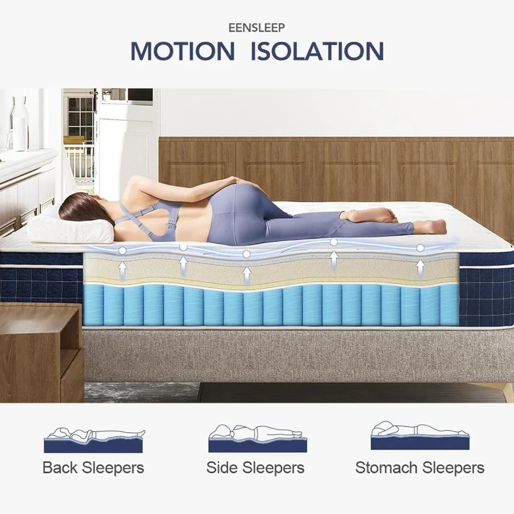 King Size Mattress,12 Inch Firm Hybrid King Mattress , Mattress King Size With Memory Foam and Independent Pocket Springs