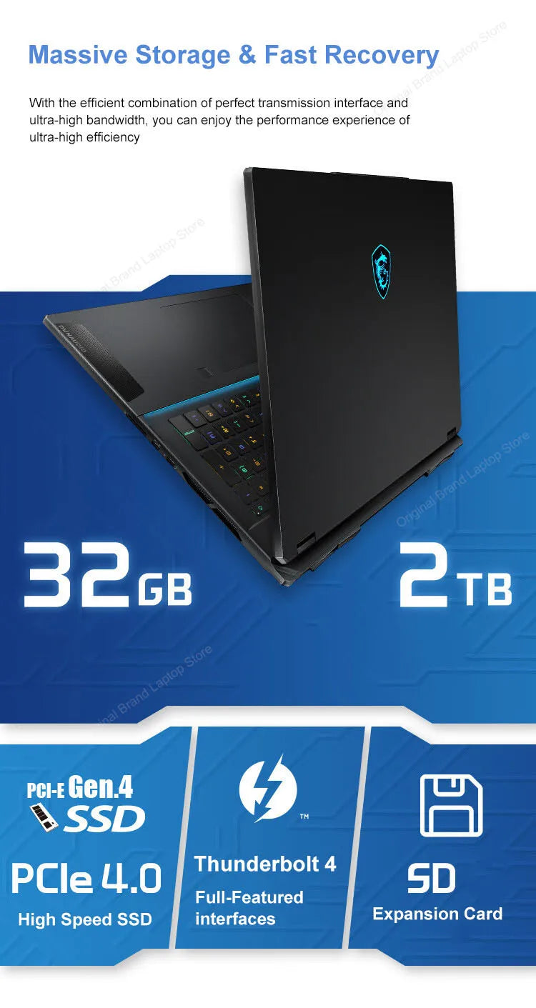 2024 MSI Stealth 18 AI Studio Gaming Laptop 18 Inch 4K UHD 120Hz MiniLED Screen Netbook Ultra 9-185H 32GB 2TB RTX4090 Notebook
