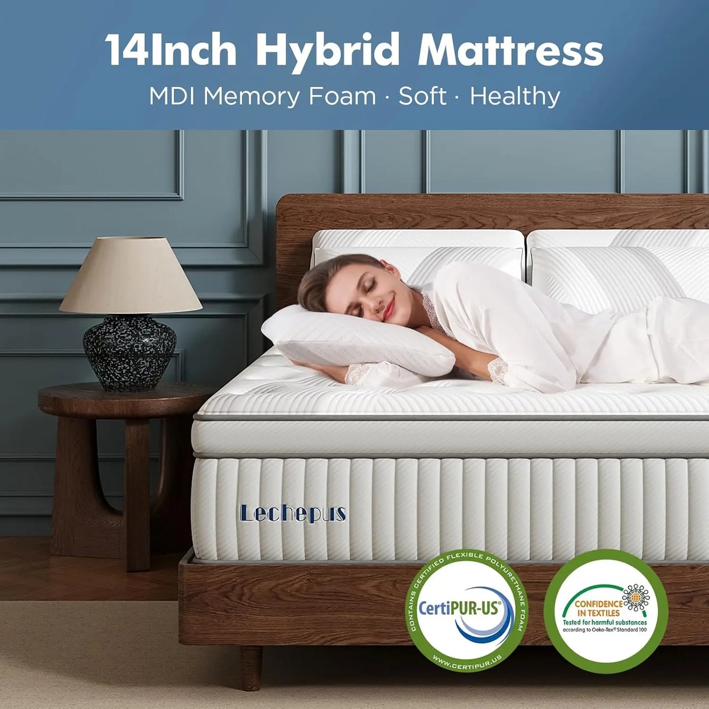 Full Mattress 14Inch Medium Plush Full Size Mattress in Box Hybrid Mattress with Memory Foam 7 Zone Individual Pocket Spring