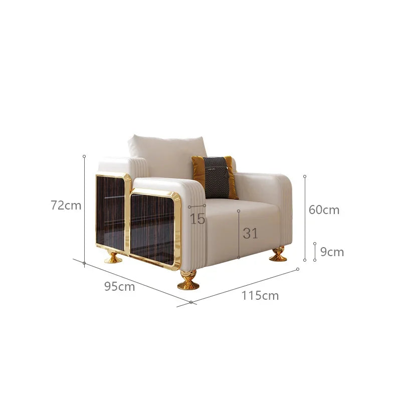 Modern Luxury Leather with Wooden Sofa Set, Fashion 2/3/4 Seater Sofa, Leather Couch for Living Room Accept Customzied Color