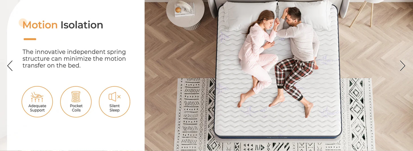 10 Inch Hybrid Mattress with Breathable Memory Foam and Individual Pocket Spring-Medium Firm