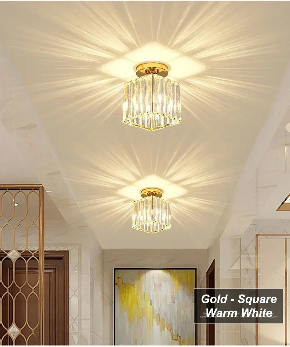 Modern Chandelier Crystal Ceiling Light Semi Flush Mount Ceiling Lighting Fixture Entrance Balcony Indoor Hang Lamp Lighting