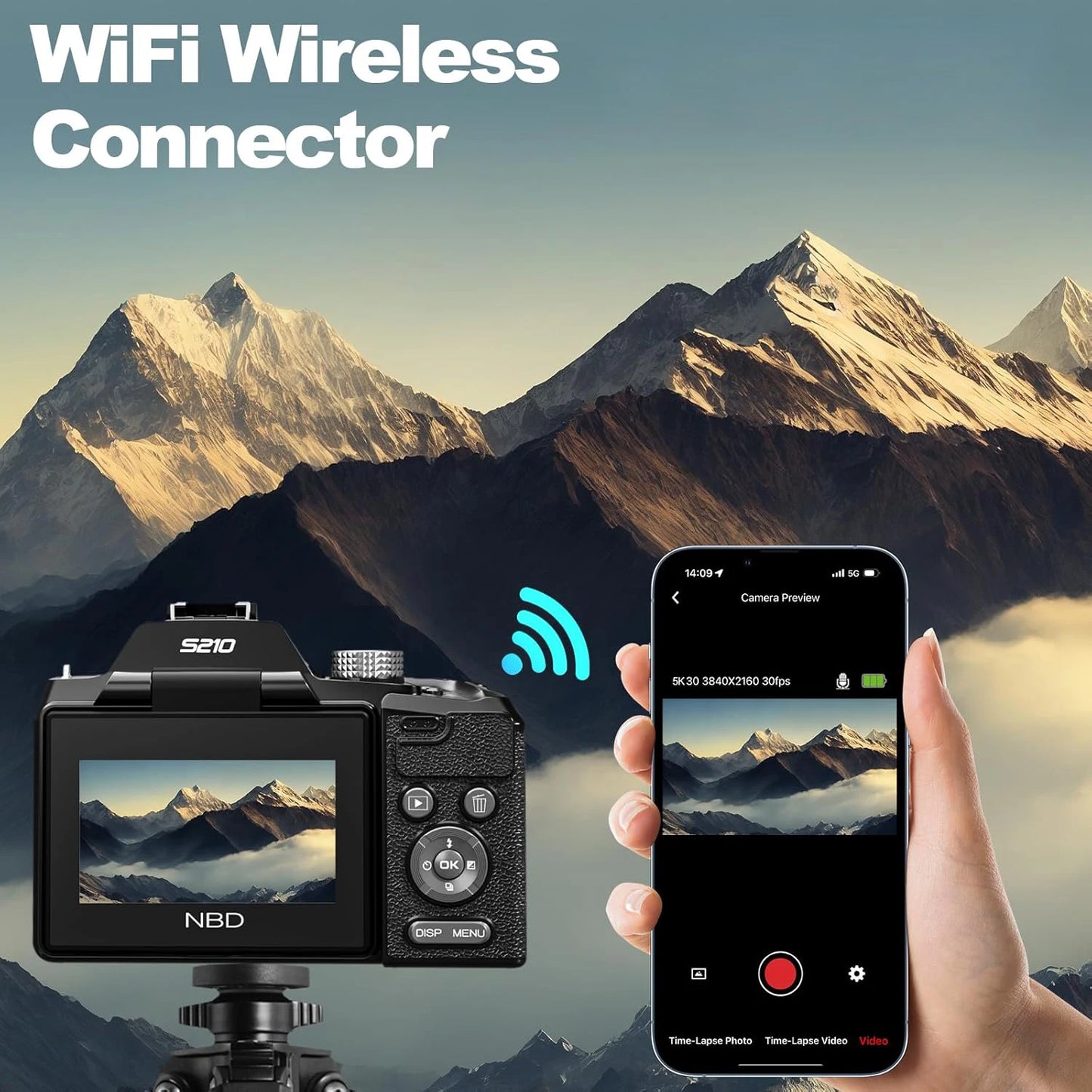 NBD 5K Digital Cameras For Photography, 16X Optical Zoom Camera With WiFi & App Control,64MP Vlogging Camera With 3-inch Screen